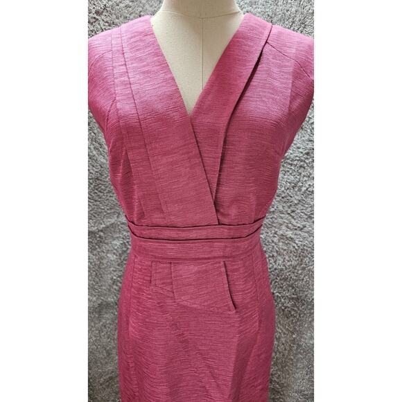 David Meister Pink Textured Pencil Sheath Dress Fitted Bodycon Classic Sz 2 - Picture 2 of 6